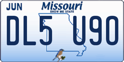 MO license plate DL5U9O