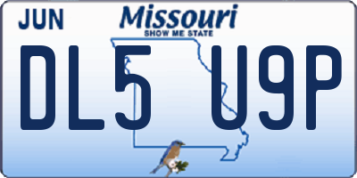 MO license plate DL5U9P