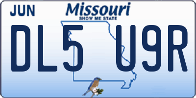 MO license plate DL5U9R