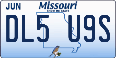 MO license plate DL5U9S