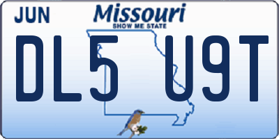 MO license plate DL5U9T