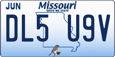 MO license plate DL5U9V