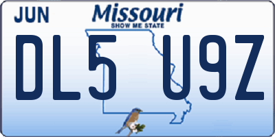 MO license plate DL5U9Z
