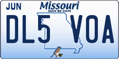 MO license plate DL5V0A