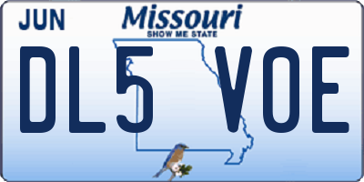 MO license plate DL5V0E