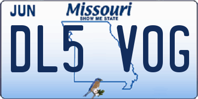 MO license plate DL5V0G