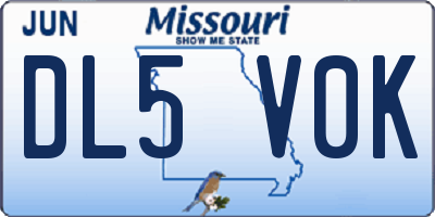 MO license plate DL5V0K