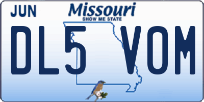 MO license plate DL5V0M