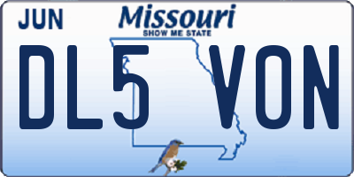 MO license plate DL5V0N