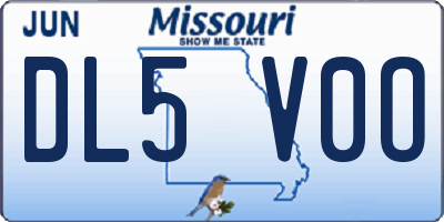 MO license plate DL5V0O
