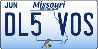MO license plate DL5V0S