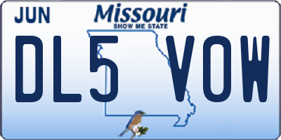MO license plate DL5V0W