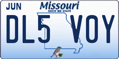 MO license plate DL5V0Y