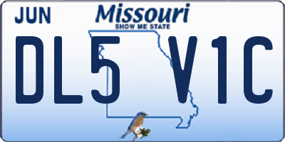 MO license plate DL5V1C