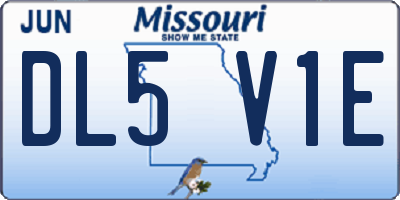 MO license plate DL5V1E