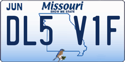 MO license plate DL5V1F