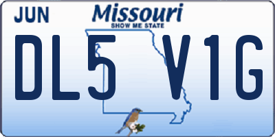 MO license plate DL5V1G