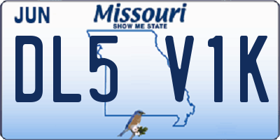 MO license plate DL5V1K