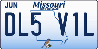 MO license plate DL5V1L