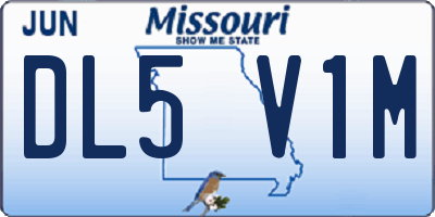 MO license plate DL5V1M