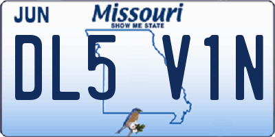 MO license plate DL5V1N