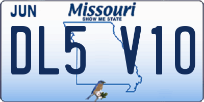 MO license plate DL5V1O