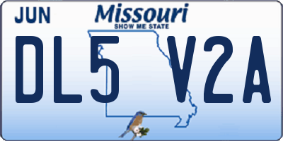 MO license plate DL5V2A