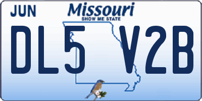 MO license plate DL5V2B