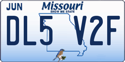 MO license plate DL5V2F