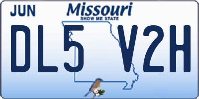 MO license plate DL5V2H