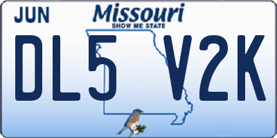 MO license plate DL5V2K