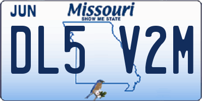 MO license plate DL5V2M