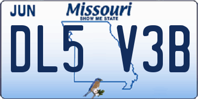 MO license plate DL5V3B