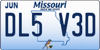 MO license plate DL5V3D