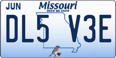 MO license plate DL5V3E