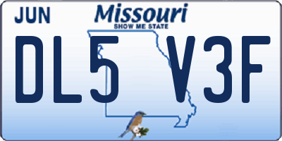 MO license plate DL5V3F