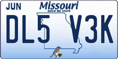 MO license plate DL5V3K