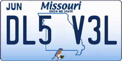MO license plate DL5V3L