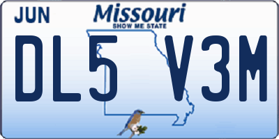 MO license plate DL5V3M