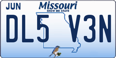 MO license plate DL5V3N