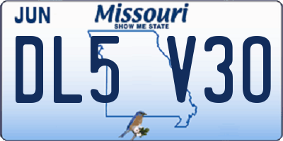 MO license plate DL5V3O