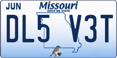 MO license plate DL5V3T