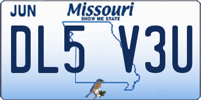 MO license plate DL5V3U