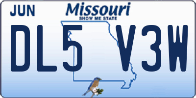 MO license plate DL5V3W