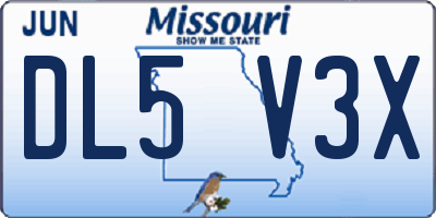 MO license plate DL5V3X