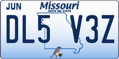 MO license plate DL5V3Z