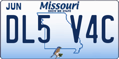 MO license plate DL5V4C