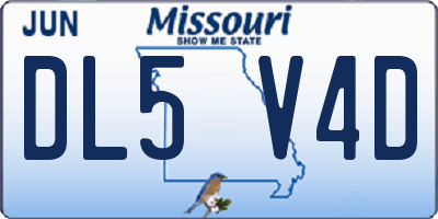 MO license plate DL5V4D