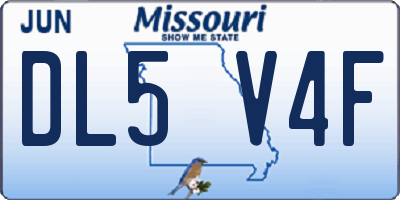 MO license plate DL5V4F