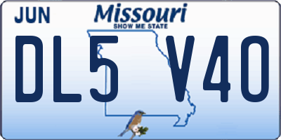 MO license plate DL5V4O